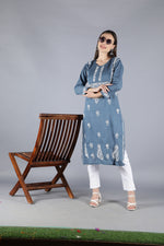 Load image into Gallery viewer, Seva Chikan Hand Embroidered Cotton Chikankari kurta
