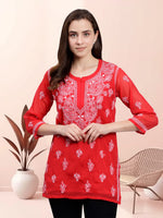 Load image into Gallery viewer, Seva Chikan Hand Embroidered Georgette Lucknowi Chikankari Top With Slip