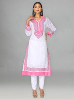 Load image into Gallery viewer, Seva Chikan Hand Embroidered White Cotton Lucknowi Chikan Kurta-SCL0917