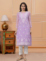 Load image into Gallery viewer, Seva Chikan Hand Embroidered Georgette Lucknowi Chikankari Kurta With Slip