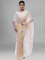 Load image into Gallery viewer, Seva Chikan Hand Embroidered Fawn Georgette Lucknowi Saree-SCL0385
