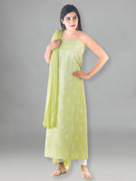 Load image into Gallery viewer, Seva Chikan Hand Embroidered Light Green Cotton Lucknowi Chikan Unstitched Suit Piece-SCL1487