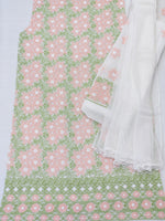Load image into Gallery viewer, Seva Chikan Hand Embroidered White Terivoil Cotton Lucknowi Chikankari Unstitched Suit Piece-SEV15010