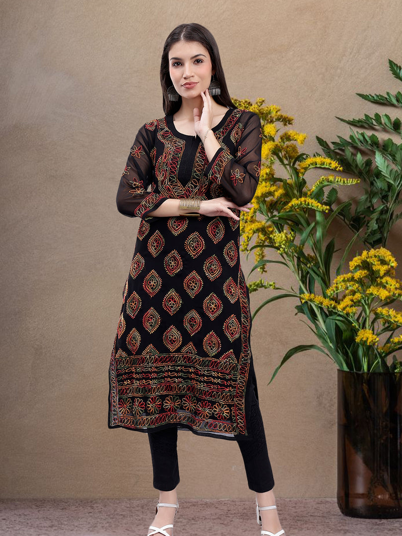 Seva Chikan Hand Embroidered Cotton Lucknowi Chikankari Kurta