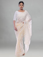 Load image into Gallery viewer, Seva Chikan Hand Embroidered Fawn Georgette Lucknowi Saree-SCL0411