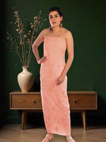 Load image into Gallery viewer, Seva Chikan Hand Embroidered Peach Chanderi Lucknowi Chikankari Unstitched Kurti Piece SCL1112
