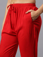 Load image into Gallery viewer, Seva Chikan Hand Embroidered Red Rayon Lucknowi Chikankari Kurta Set SCL8104