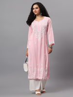 Load image into Gallery viewer, Seva Chikan Hand Embroidered Modal Cotton Lucknowi Chikan Kurti