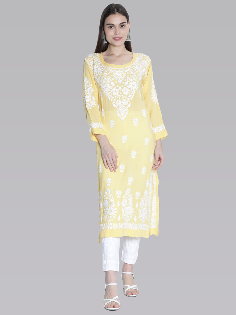 Seva Chikan Hand Embroidered Modal Cotton Lucknowi Chikankari Kurta