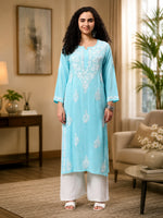 Load image into Gallery viewer, Seva Chikan Hand Embroidered Modal Cotton Lucknowi Chikankari Kurta