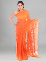 Load image into Gallery viewer, Seva Chikan Hand Embroidered Dark Orange Georgette Lucknowi Saree-SCL1180