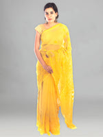 Load image into Gallery viewer, Seva Chikan Hand Embroidered Yellow Georgette Lucknowi Saree-SCL1182