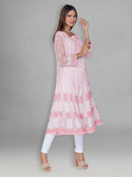 Load image into Gallery viewer, Seva Chikan Hand Embroidered Pink Faux Georgette Lucknowi Chikankari Anarkali Kurta-SCL0959