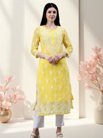 Load image into Gallery viewer, Seva Chikan Hand Embroidered Georgette Lucknowi Chikankari Kurta With Inner