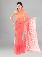 Load image into Gallery viewer, Seva Chikan Hand Embroidered Peach Georgette Lucknowi Saree-SCL1187
