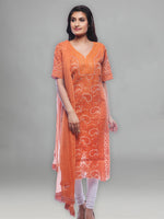 Load image into Gallery viewer, Seva Chikan Hand Embroidered Rust Cotton Lucknowi Chikankari Unstitched Suit Piece-SCL0054