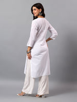 Load image into Gallery viewer, Seva Chikan Hand Embroidered Lucknowi Chikankari White Cotton Kurta SCL4770