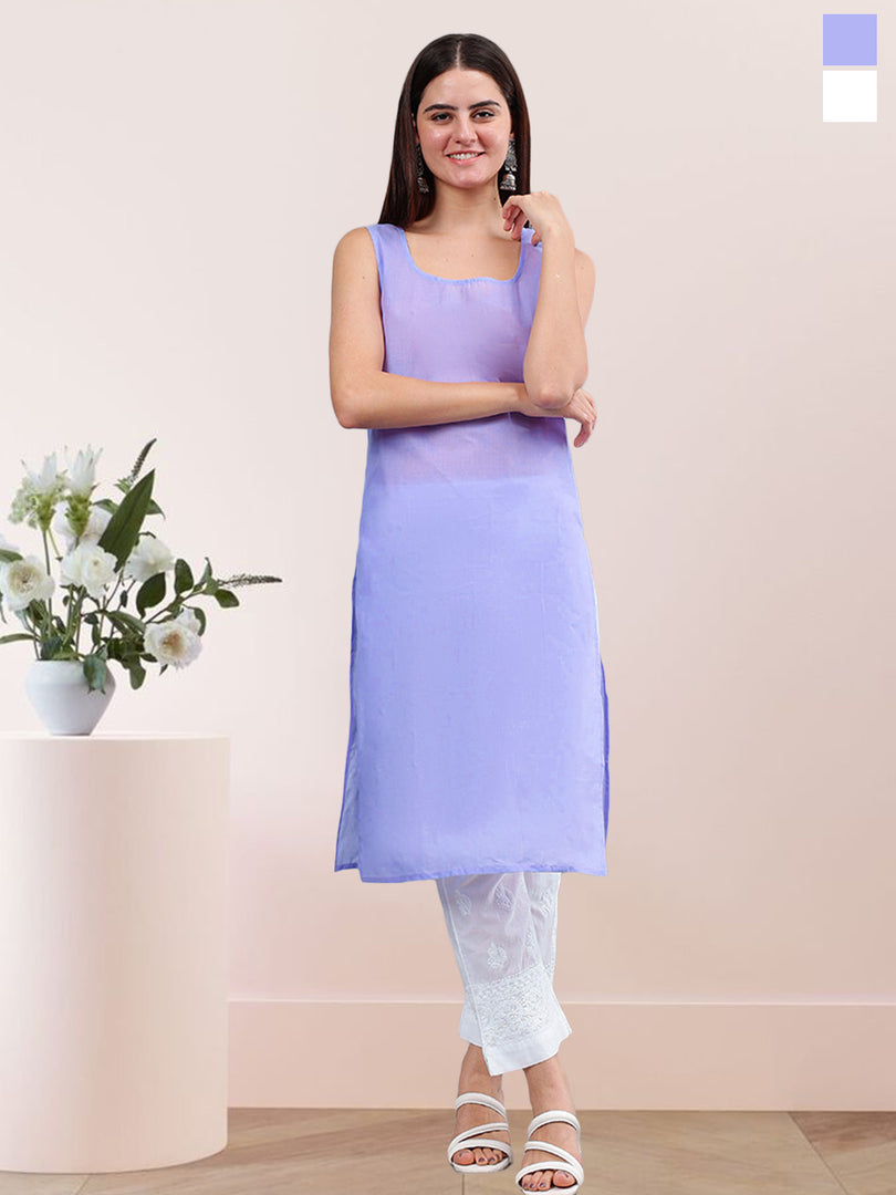 Seva Chikan Long Slips Combo of White (Pack of 2)