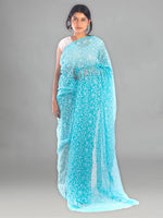 Load image into Gallery viewer, Seva Chikan Hand Embroidered Sky Blue Georgette Lucknowi Saree-SCL1758