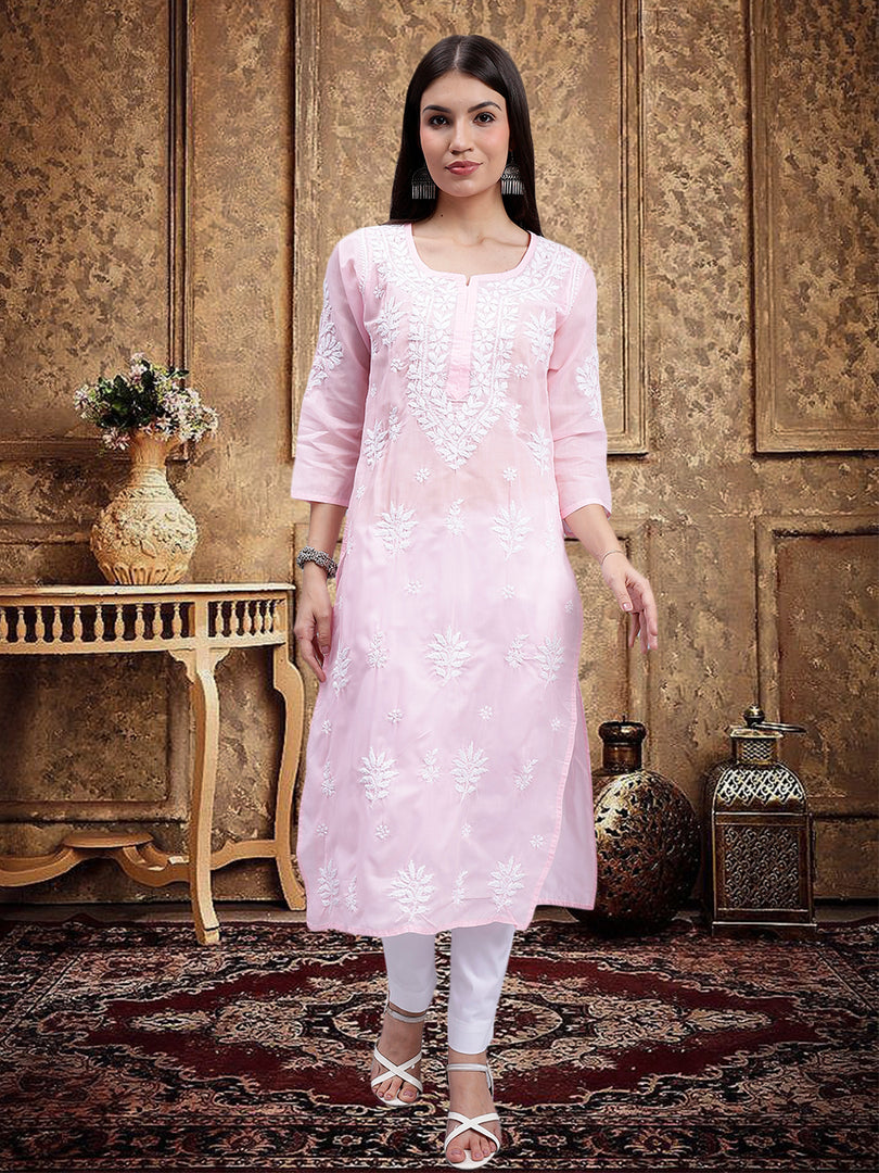 Seva Chikan Hand Embroidered Terivoil Cotton Lucknowi Chikankari Kurta