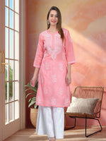 Load image into Gallery viewer, Seva Chikan Hand Embroidered Terivoil Cotton Lucknowi Chikan Kurti