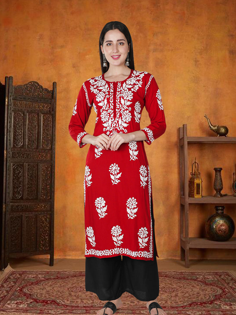 Seva Chikan Hand Embroidered Modal Cotton Lucknowi Chikankari Kurta