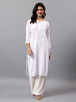 Load image into Gallery viewer, Seva Chikan Hand Embroidered Lucknowi Chikankari White Cotton Kurta SCL4770