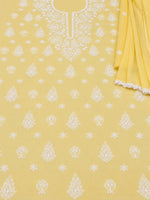 Load image into Gallery viewer, Seva Chikan Hand Embroidered Yellow Terivoil Cotton Lucknowi Chikankari Unstitched Suit Piece-SCL13141
