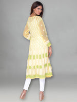 Load image into Gallery viewer, Seva Chikan Hand Embroidered Yellow Faux Georgette Lucknowi Chikankari Anarkali Kurta-SCL0961