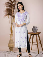 Load image into Gallery viewer, Seva Chikan Hand Embroidered White Cotton Lucknowi Chikankari Kurta