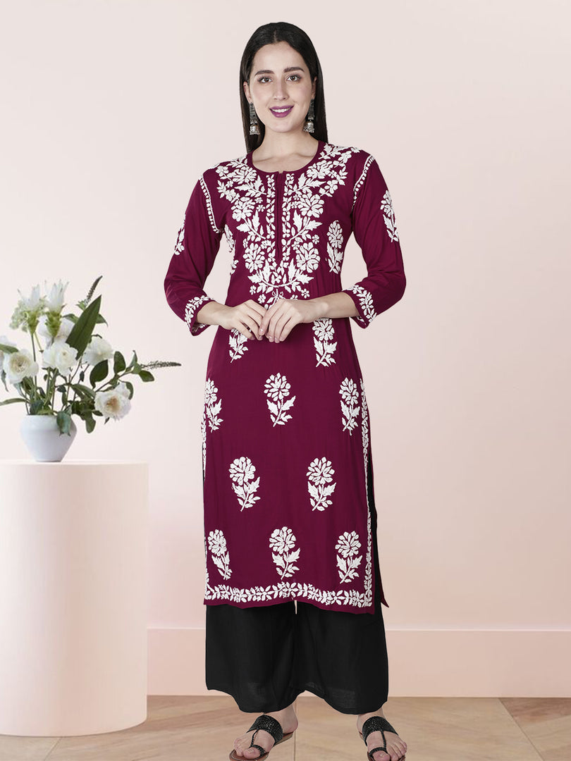 Seva Chikan Hand Embroidered Modal Cotton Lucknowi Chikankari Kurta