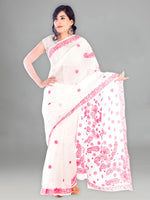 Load image into Gallery viewer, Seva Chikan Hand Embroidered White Kota Lucknowi Saree-SCL1197