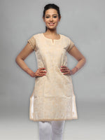 Load image into Gallery viewer, Seva Chikan Hand Embroidered Beige Cotton Lucknowi Chikan Kurta-SCL0645