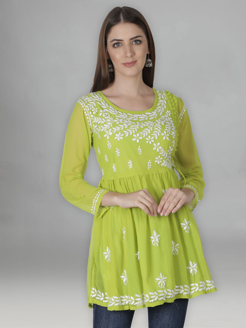 Seva Chikan Hand Embroidered Georgette Lucknowi Chikan Top