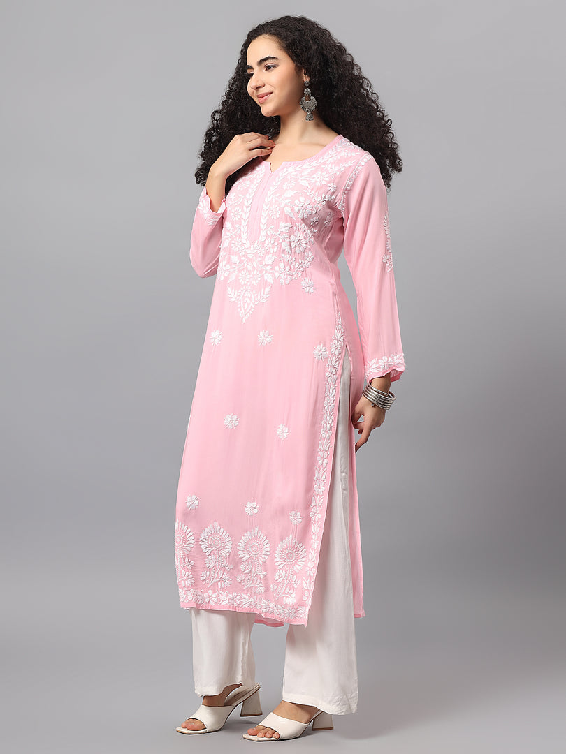 Seva Chikan Hand Embroidered Modal Cotton Lucknowi Chikan Kurti