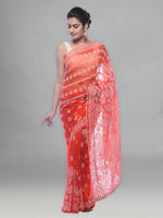 Load image into Gallery viewer, Seva Chikan Hand Embroidered Orange Georgette Lucknowi Saree-SCL0375