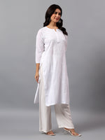 Load image into Gallery viewer, Seva Chikan Hand Embroidered Lucknowi Chikankari White Cotton Kurta SCL4770