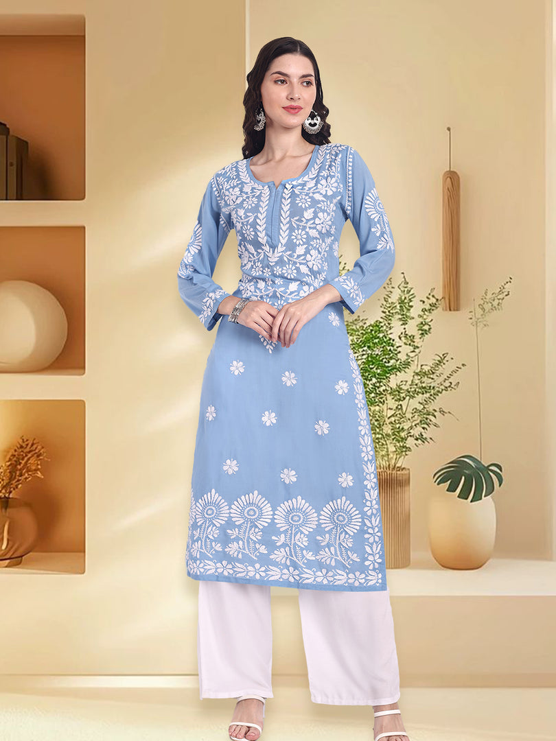 Seva Chikan Hand Embroidered Modal Cotton Lucknowi Chikankari Kurta