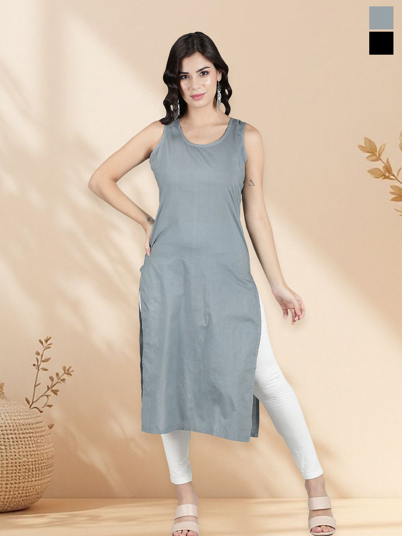 Seva Chikan Long Slips Combo Of Black (Pack of 2)