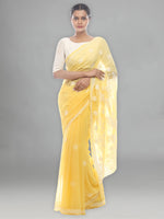 Load image into Gallery viewer, Seva Chikan Hand Embroidered Yellow Georgette Lucknowi Saree-SCL2460