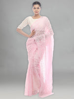 Load image into Gallery viewer, Seva Chikan Hand Embroidered Pink Georgette Lucknowi Saree-SCL2450
