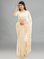 Load image into Gallery viewer, Seva Chikan Hand Embroidered Beige Georgette Lucknowi Saree-SCL1958
