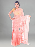 Load image into Gallery viewer, Seva Chikan Hand Embroidered Peach Georgette Lucknowi Saree-SCL1181