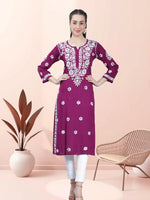 Load image into Gallery viewer, Seva Chikan Hand Embroidered Rayon Lucknowi Chikankari Kurta