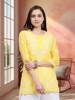 Load image into Gallery viewer, Seva Chikan Hand Embroidered Georgette Lucknowi Chikankari Top With Slip