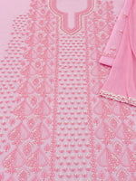 Load image into Gallery viewer, Seva Chikan Hand Embroidere Pink Terivoil Cotton Lucknowi Chikankari Unstitched Suit Piece-SEV15018