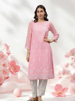 Load image into Gallery viewer, Seva Chikan Hand Embroidered Georgette Lucknowi Chikankari Kurta With Slip