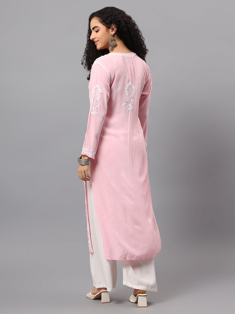 Seva Chikan Hand Embroidered Modal Cotton Lucknowi Chikan Kurti