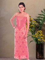 Load image into Gallery viewer, Seva Chikan Hand Embroidered Peach Kota Lucknowi Chikankari Unstitched Kurti Piece SCL1109
