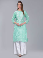 Load image into Gallery viewer, Seva Chikan Hand Embroidered  Terivoil Cotton Lucknowi Chikan Kurta
